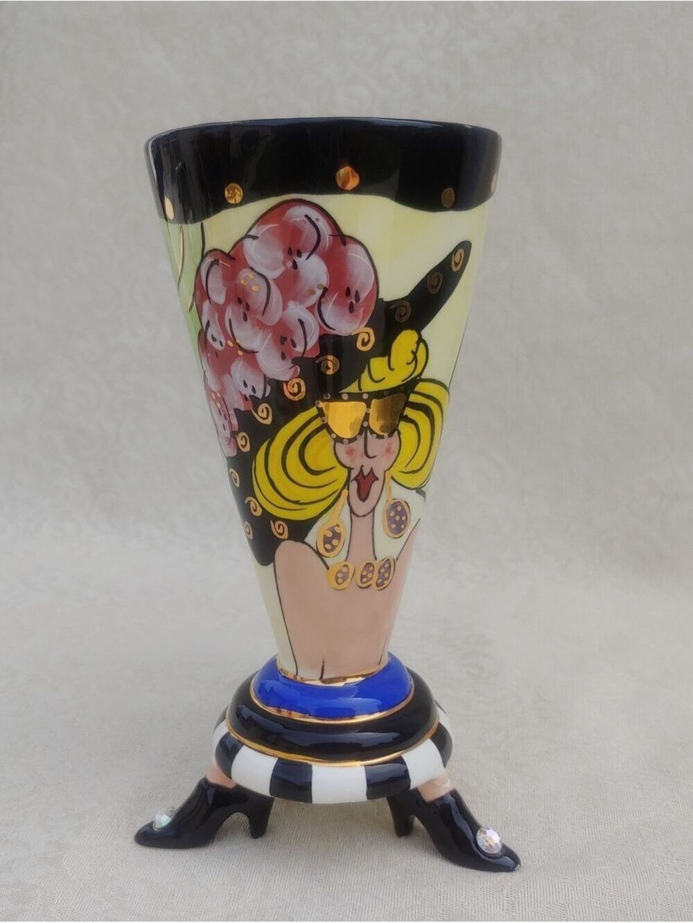 Lynda Cornielle SWAK Vintage Aunt Girtie Hand Painted Footed Mug